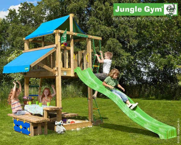 Spielturm Lodge mit Pic Nic Modul 120 Jungle Gym im Garten - bowi.ch