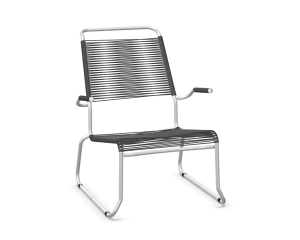 Lounger Säntis Kufen HL Spaghetti mit Armlehne Anthrazit / Feuerverzinkt Schaffner - bowi.ch