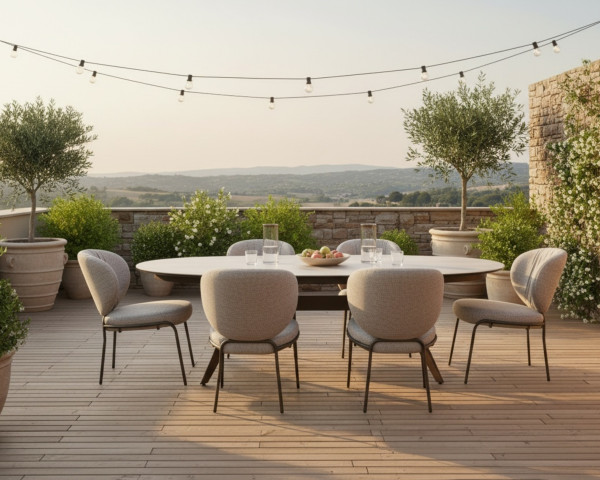 Low Gartentisch Set Lana - Luna Crema Sepiabraun con Zumsteg - bowi.ch