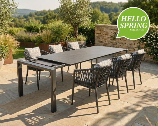 Gartentisch Basso Phönix Auszug 220 Keramik Eter Anthrazit - bowi.ch