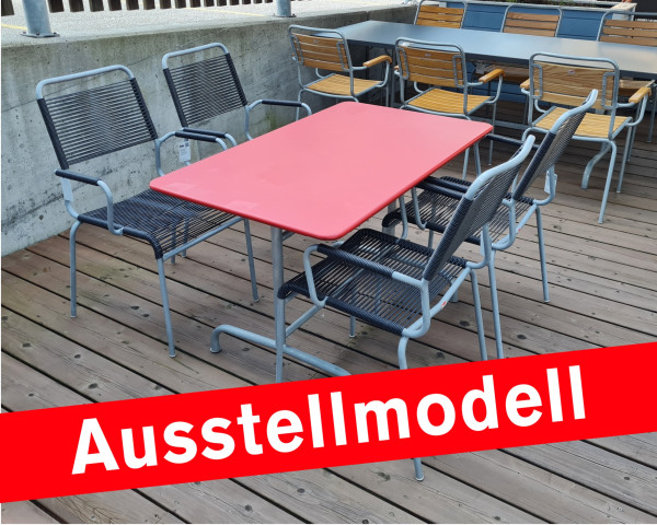 Ausstellmodell Gartentisch Set Rigi Rot / Anthrazit Schaffne 120 x 70 cm - bowi.ch