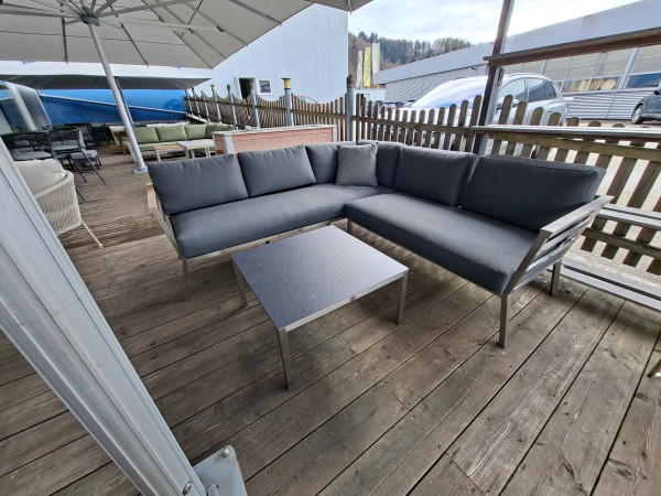 Garten Lounge Pisa Set L-Form Anthrazit inkl. Beistelltisch - bowi.ch