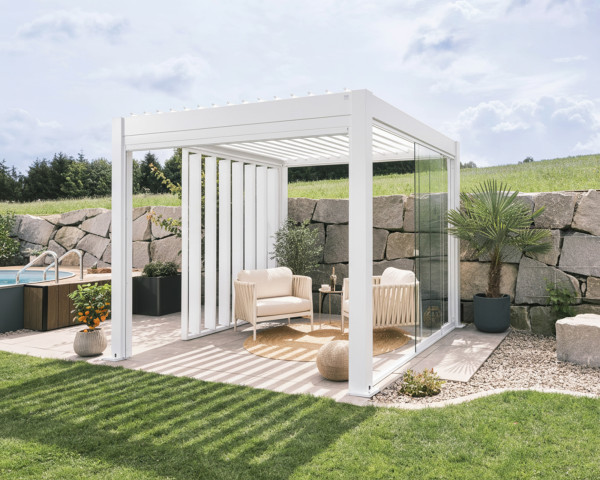 Biohort Glasschiebewand Gr. 3,5 m weiß - bowi.ch