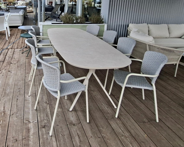 Gartentisch Set Bologna - Vamax 260 x 100 Light Taupe Wheat Yellow - bowi.ch