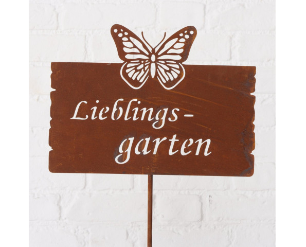 Gartenstab Lieblingsgarten mit Schmetterling Rost BOLTZE - bowi.ch