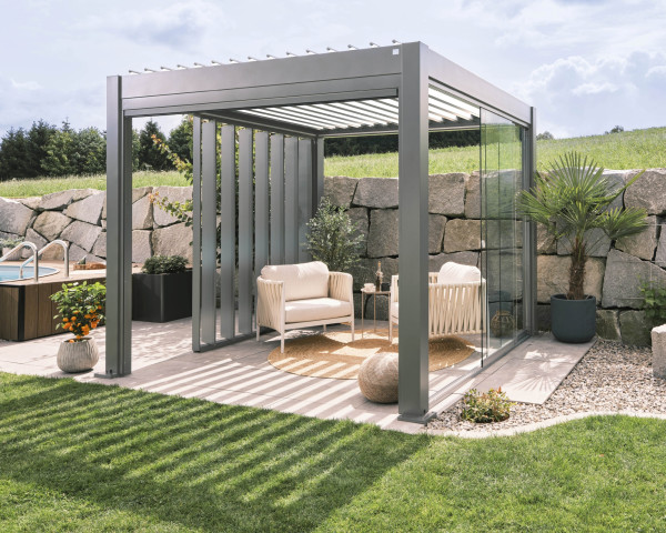 Biohort Glasschiebewand Gr. 3,5 m quarzgrau-metallic - bowi.ch