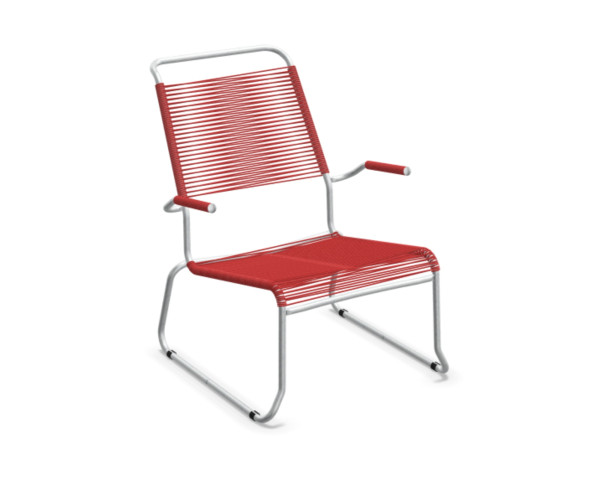 Lounger Säntis Kufen HL Spaghetti mit Armlehne Rot / Feuerverzinkt - bowi.ch