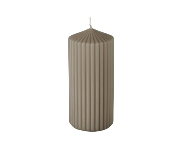 Boltze Stumpenkerze Rillea 15 cm Taupe - bowi.ch