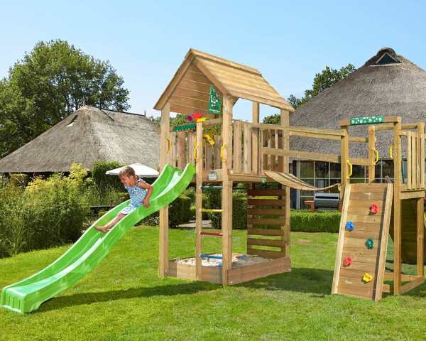Spielturm Cabin mit Bridge Modul Douglasie - bowi.ch