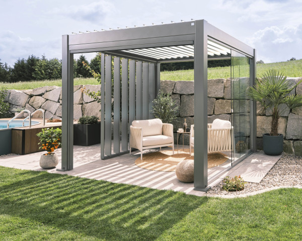 Biohort Pergola 3 x 3 quarzgrau-metallic/weiss - bowi.ch