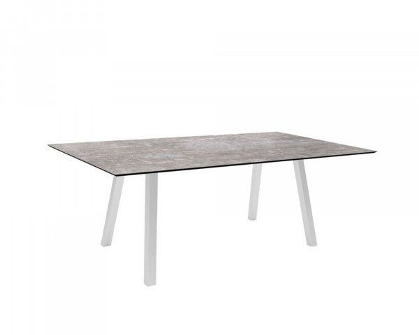 Gartentisch Interno Vierkantrohr Aluminium Weiss HPL Tischplatte 180 x 100 cm - bowi.ch