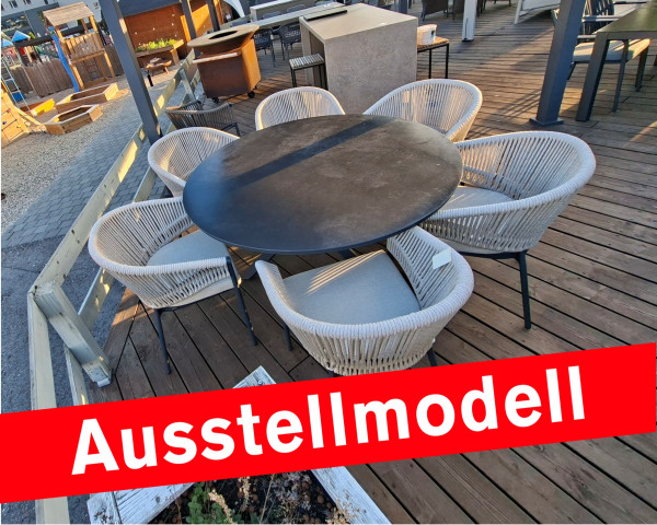 Ausstellmodell Gartentisch Set Tripodi - Santorini Ø 150 cm Keramik / Anthrazit - bowi.ch
