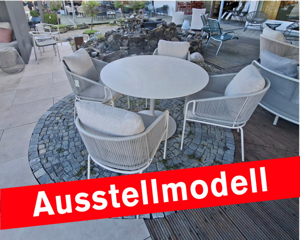 Ausstellmodell Gartentisch Set Nova - Revello Ø 120 Camel Sand - bowi.ch