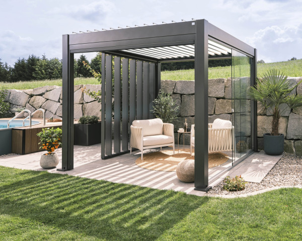 Biohort Glasschiebewand Gr. 4.5 m quartzgrau - bowi.ch