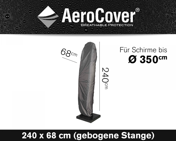 Schutzhülle für Ampelschirme AeroCover® in Grösse H240 x 68 gebogene Stange - bowi.ch