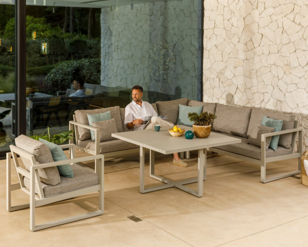 Garten Lounge Dining Set mit Sessel Orleans Taupe - bowi.ch