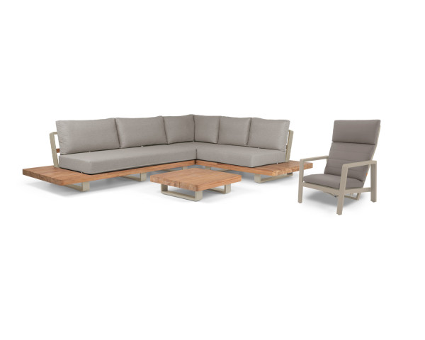 Garten Lounge Set Fitz Roy Beige L-Form mit Laguna Sessel - bowi.ch