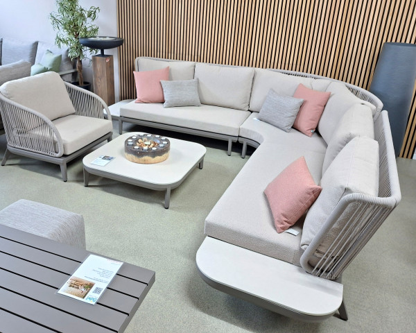 Garten Lounge Set Alpes Taupe mit Ablagen auf bei den Seiten - bowi.ch