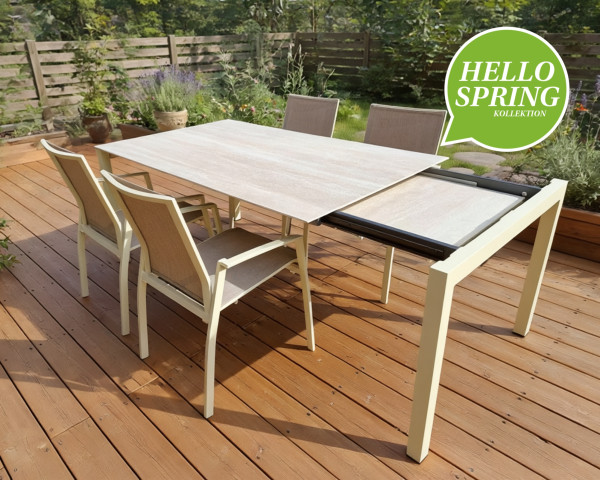 4er Gartentisch Set Etna Lutz Estate / Powder 160/220 x 95 cm - bowi.ch