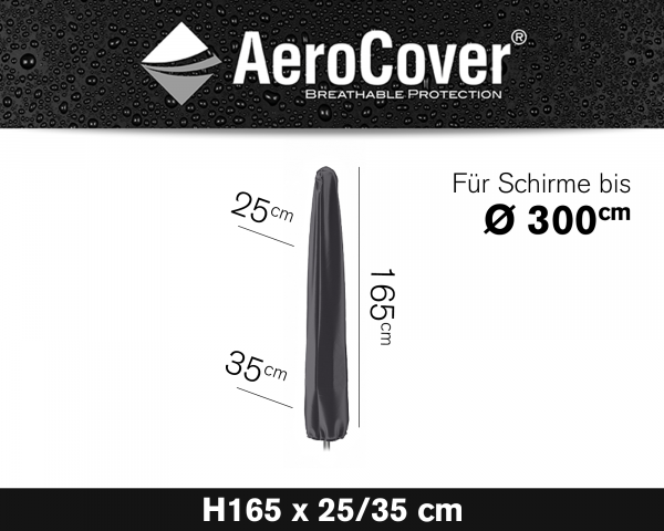 Schutzhülle für Mittelstockschirme AeroCover® in Grösse H165 x 25/30 - bowi.ch