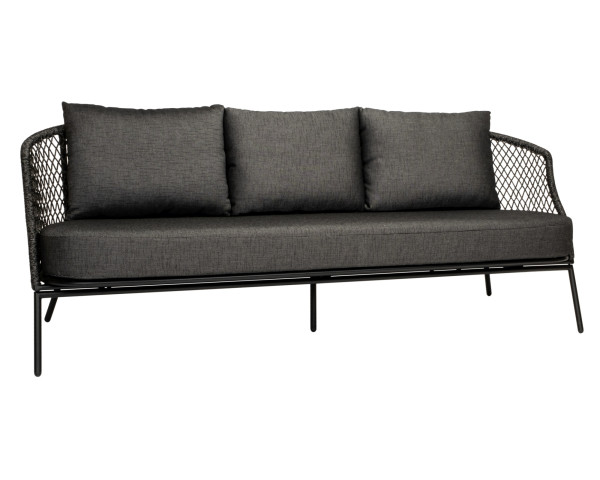 Garten Lounge 3er Sofa Odea matt schwarz Pepper - bowi.ch