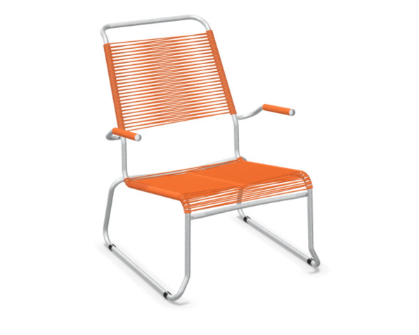 Lounger Säntis Kufen HL Spaghetti mit Armlehne Orange / Feuerverzinkt Schaffner - bowi.ch