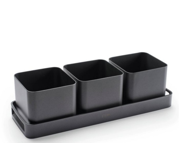 Outdoor Tablett mit 3 Pflanzentöpfen ALU Anthrazit von Stern - bowi.ch