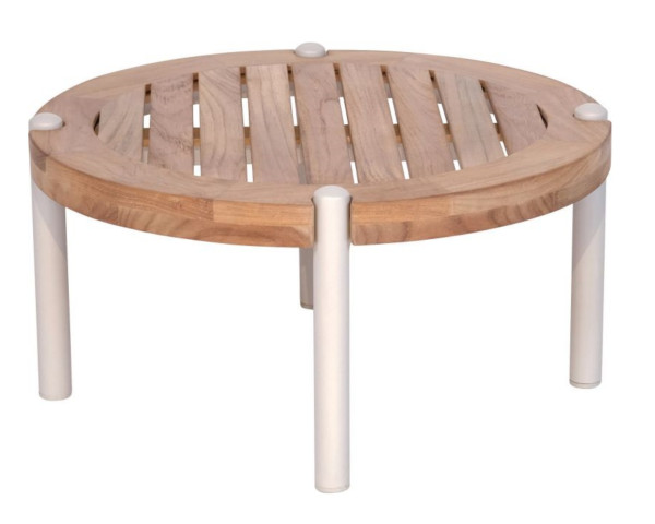 Beistelltisch Garten Taro Ø 65 / H 35 cm Teakholz Greige Stern Outdoor Möbel - bowi.ch