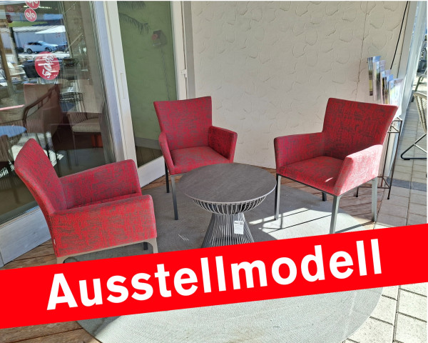 3er Gartenstuhl Set Artus - Arosa Rot - bowi.ch