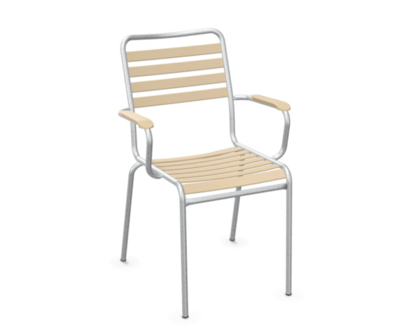 Gartenstuhl Rigi Lättli mit Armlehne Pastellbraun / Feuerverzinkt - bowi.ch