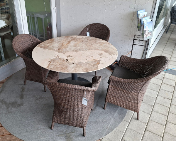 Gartentisch Set Glarus Mollis - Arena Ø 130 Antharzit/Khalo Gartentisch - bowi.ch