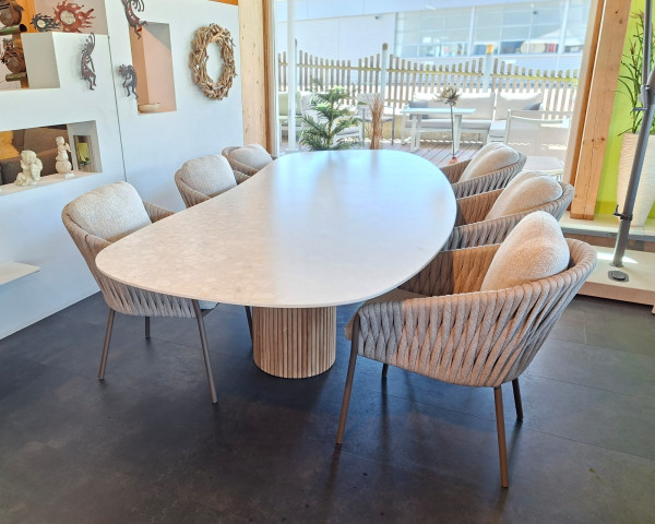 Gartentisch Set Omis - Nappa organisch gross Keramik / Teakholz SUNS - bowi.ch