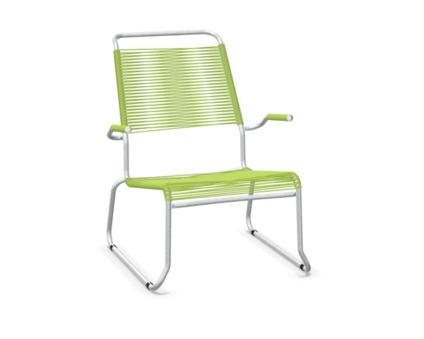 Lounger Säntis Kufen HL Spaghetti mit Armlehne Hellgrün / Feuerverzinkt Schaffner - bowi.ch