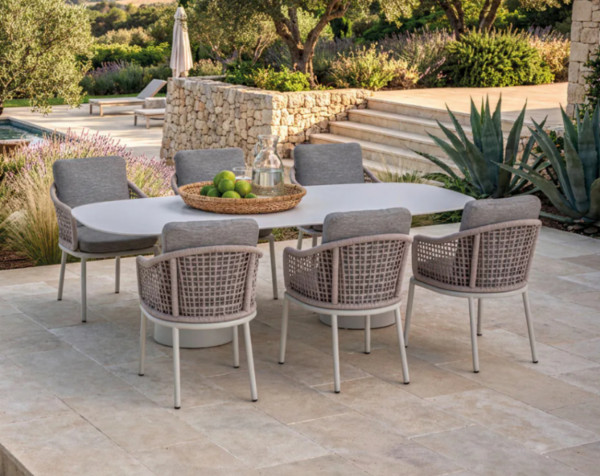 Gartentisch Set Barcelona oval Beige - Ivory 240 LIFE - bowi.ch