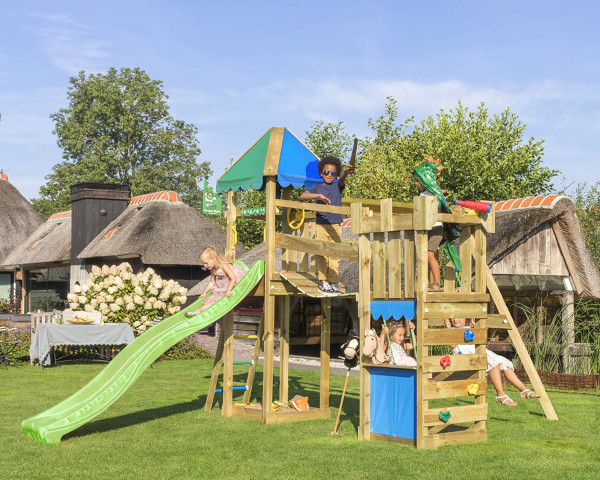 Spielturm Explorer mit Swing Frame 200 2-teilig Jungle Gym im Garten Rutschbahn Hellgrün - bowi.ch