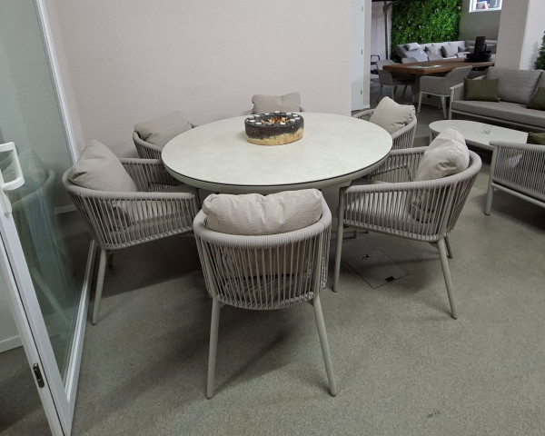 Gartentisch Set Algarve - Malaga 150 rund Beige - Oyster - bowi.ch