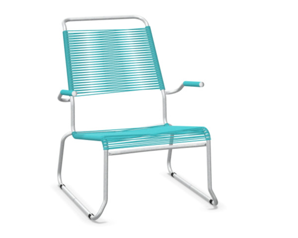 Lounger Säntis Kufen HL Spaghetti mit Armlehne Türkis / Feuerverzinkt Schaffner - bowi.ch