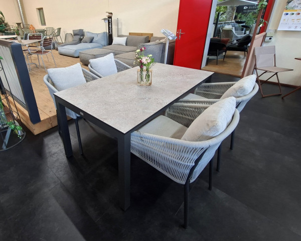 Gartentisch Set Classic Auszug mit Jella Anthrazit HPL Flint - bowi.ch