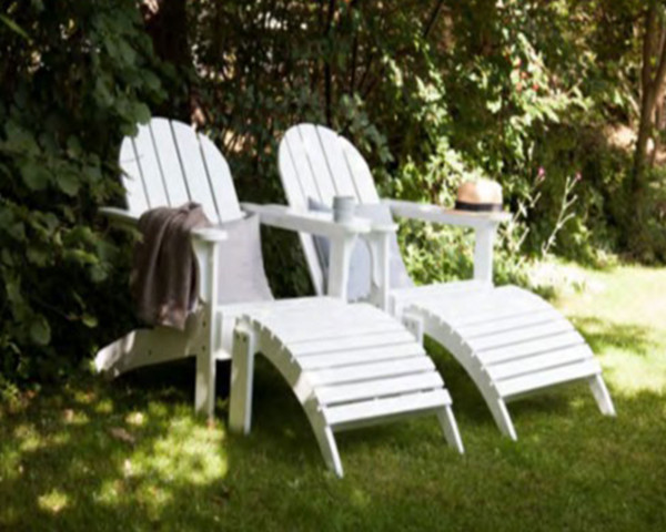 Garten Lounge Sessel Adirondack inkl. Fussteil Mahagoni, Weiss lackiert - bowi.ch