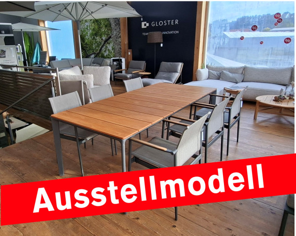 Ausstellmodell Gartentisch Set Carver - 180 Stuhl Teakholz Meteor Tisch Grösse 220 cm - bowi.ch