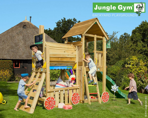 Spielturm Club mit Train Modul Jungle Gym im Garten - bowi.ch