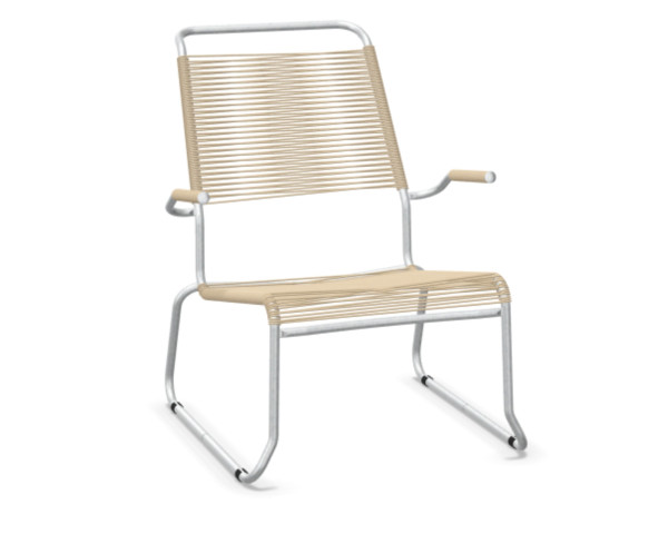 Lounger Säntis Kufen HL Spaghetti mit Armlehne Pastellbraun / Feuerverzinkt Schaffner - bowi.ch