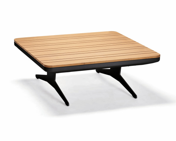 Beistelltisch Garten Enya Anthrazit / Teakholt 84 x 84 cm - bowi.ch