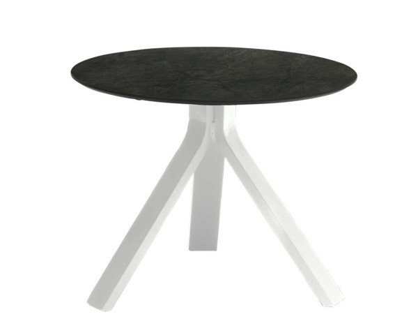 Beistelltisch Garten Freddie Ø 60 Weiss HPL Dark Marble - bowi.ch