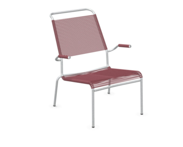 Lounger Säntis HL Spaghetti mit Armlehne Bordeaux / Feuerverzinkt - bowi.ch