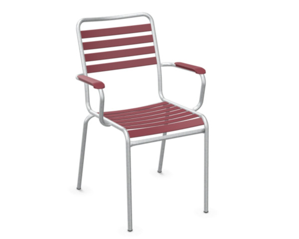 Gartenstuhl Rigi Lättli mit Armlehne Bordeaux / Feuerverzinkt - bowi.ch