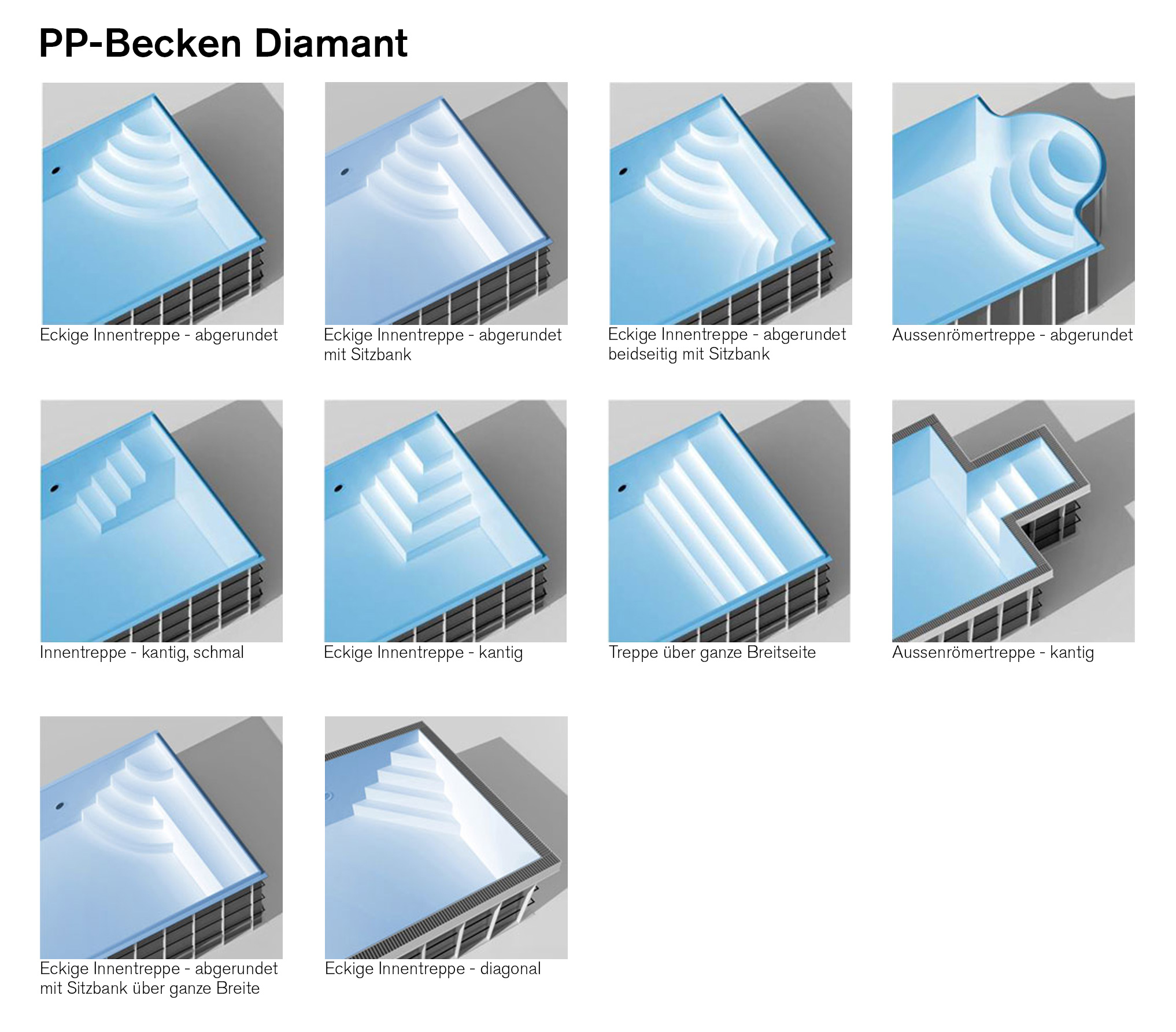 Treppen Optionen PP-Becken Diamant