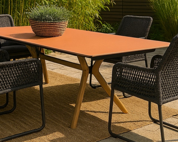 Gartentisch ATLAS REH 240 x 95 cm Umber / Teakholz - bowi.ch