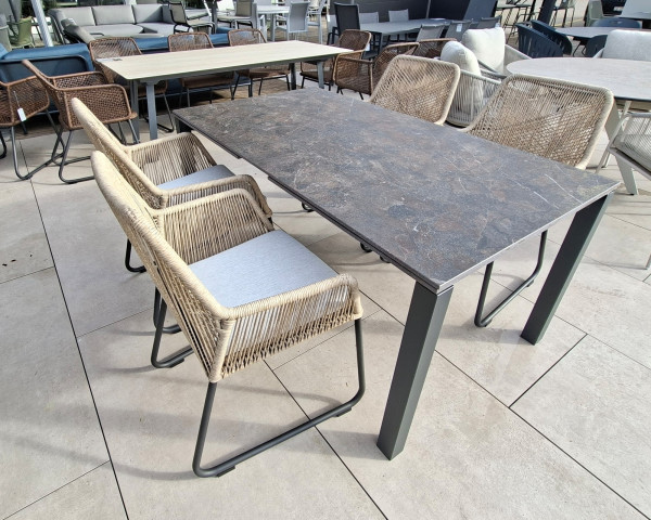 Gartentisch Set 4-8er Spezia Allanis Beige Auszug von 160 bis 300 cm - bowi.ch