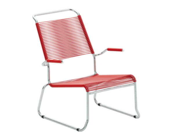 Lounger Säntis Kufen HL Spaghetti mit Armlehne Rot / Feuerverzinkt - bowi.ch